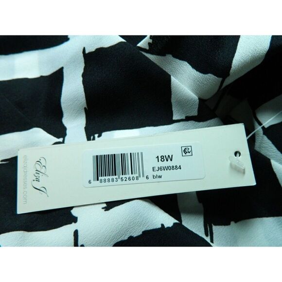 ELIZA J Dress Women's Size 18W Black‎ White Diamond Sheath Dress - Picture 13 of 13